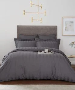 Hotel Cotton 230 Thread Count Charcoal Stripe Duvet Cover