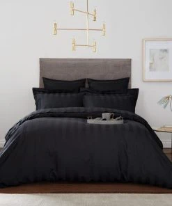 Hotel Cotton 230 Thread Count Black Stripe Duvet Cover