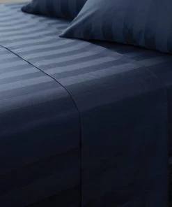 Hotel Cotton 230 Thread Count White Stripe Flat Sheet