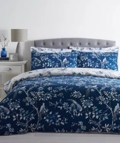 Dunelm Oriental Bird Blue Duvet Cover And Pillowcase Set