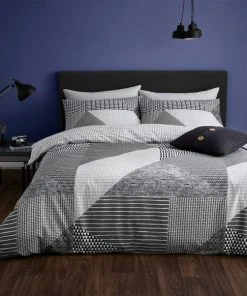 Catherine Lansfield Larsson Geo Grey Duvet Cover And Pillowcase Set