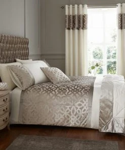 Catherine Lansfield Natural Lattice Cut Velvet Duvet Cover And Pillowcase Set