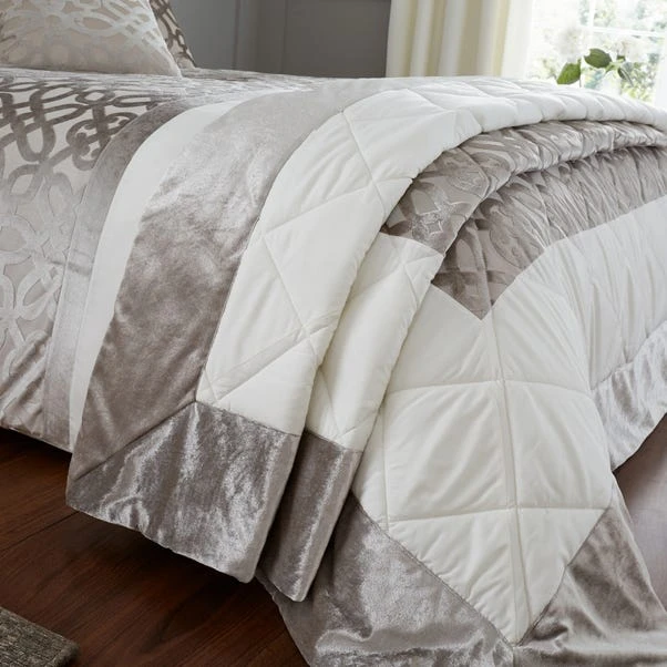 Catherine Lansfield Natural Lattice Cut Velvet Bedspread 1 Catherine Lansfield Natural Lattice Cut Velvet Bedspread