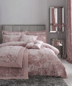 Catherine Lansfield Blush Crushed Velvet Duvet Cover And Pillowcase Set