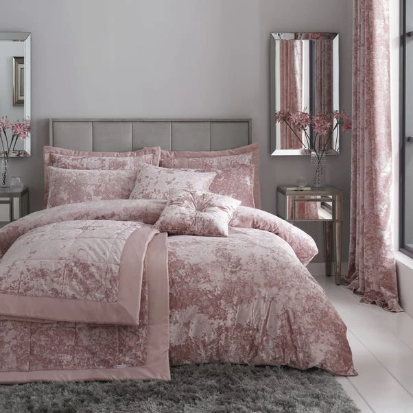 Catherine Lansfield Blush Crushed Velvet Duvet Cover And Pillowcase Set 1 Catherine Lansfield Blush Crushed Velvet Duvet Cover And Pillowcase Set