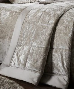 Catherine Lansfield Natural Crushed Velvet Bedspread