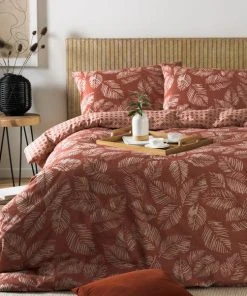 Furn Furn. Riva Japandi Red Duvet Cover And Pillowcase Set
