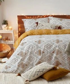 Furn Furn. Riva Atlas Ochre 100% Brushed Cotton Duvet Cover And Pillowcase Set