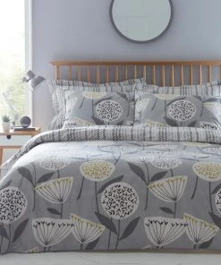 Elements Emmott Reversible Grey Duvet Cover And Pillowcase Set