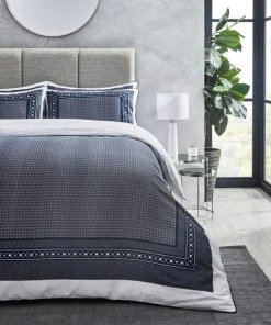 Dorma Abbotswood 100% Cotton Navy Duvet Cover And Pillowcase Set