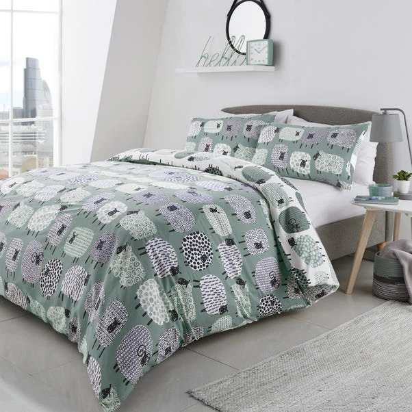 Fusion Dotty Sheep Duck Egg Duvet Cover And Pillowcase Set 1 Fusion Dotty Sheep Duck Egg Duvet Cover And Pillowcase Set