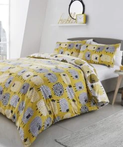 Fusion Dotty Sheep Yellow Duvet Cover And Pillowcase Set