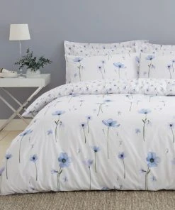 Dunelm Maddie Blue Floral Reversible Duvet Cover And Pillowcase Set
