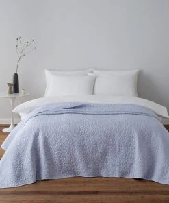 Dunelm Bloom Floral Blue Quilted Bedspread