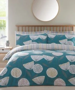 Elements Emmott Reversible Teal Duvet Cover And Pillowcase Set