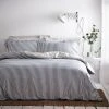 The Linen Yard Hebden Reversible 100% Cotton Navy Duvet Cover And Pillowcase Set