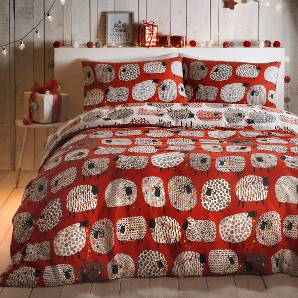 Fusion Dotty Sheep Red Reversible Duvet Cover And Pillowcase Set 1 Fusion Dotty Sheep Red Reversible Duvet Cover And Pillowcase Set
