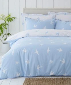 Dunelm Coastal Birds Blue Reversible Duvet Cover And Pillowcase Set