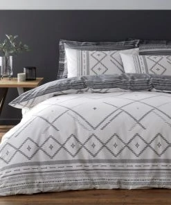 Dunelm Mika Monochrome Reversible Duvet Cover And Pillowcase Set