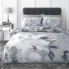 Catherine Lansfield Dramatic Floral Silver Reversible Duvet Cover And Pillowcase Set