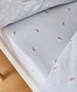 Catherine Lansfield Bee Happy Grey Fitted Sheet