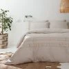 Pineapple Elephant Izmir Stone Grey Tassel 100% Cotton Duvet Cover And Pillowcase Set