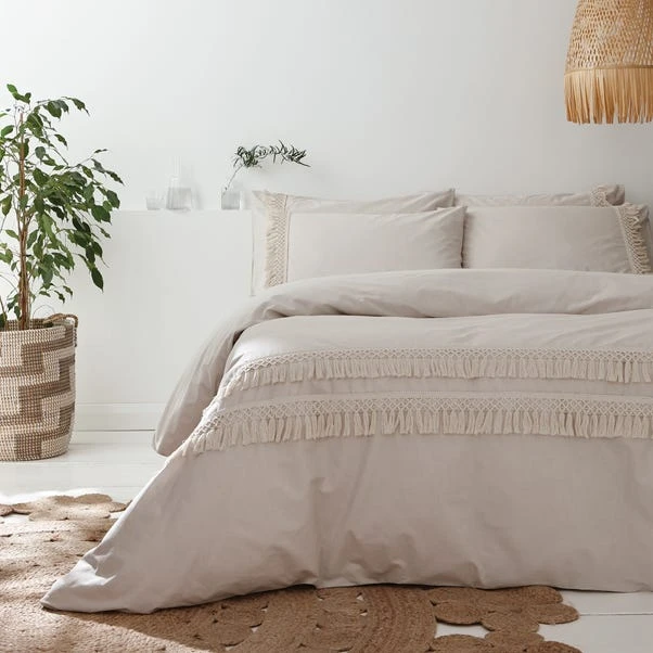 Pineapple Elephant Izmir Stone Grey Tassel 100% Cotton Duvet Cover And Pillowcase Set 1 Pineapple Elephant Izmir Stone Grey Tassel 100% Cotton Duvet Cover And Pillowcase Set