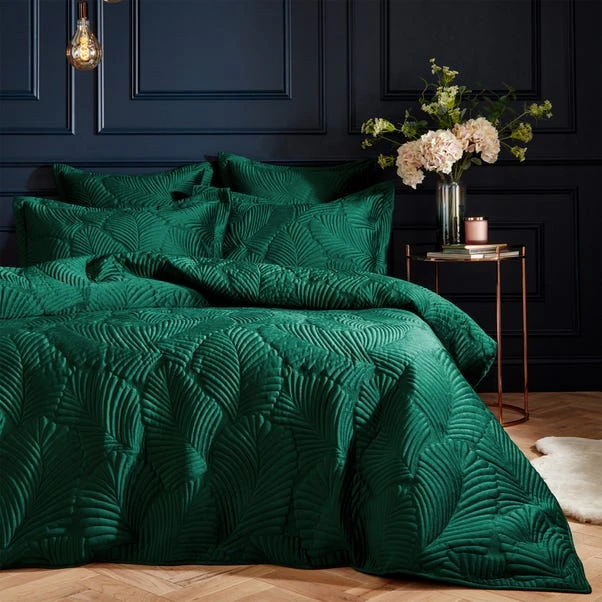 Paoletti Palmeria Emerald Velvet Duvet Cover And Pillowcase Set 1 Paoletti Palmeria Emerald Velvet Duvet Cover And Pillowcase Set