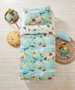 Furn Furn. Love Our Earth Blue 100% Cotton Duvet Cover And Pillowcase Set