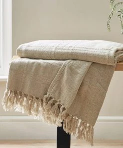 Dunelm Natural Cotton Check Throw