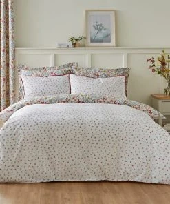 Dunelm Meadow Ditsy Floral Red 100% Cotton Reversible Duvet Cover And Pillowcase Set -Dunelm-shop 30726119 alt02