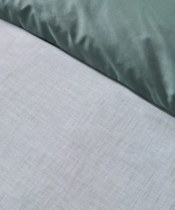 Dunelm Enzo Chambray Forest Green 100% Cotton Duvet Cover And Pillowcase Set -Dunelm-shop 30726162 alt02