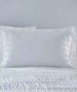 Dunelm Aria Seersucker White 100% Cotton Oxford Pillowcase