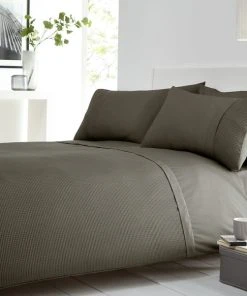 Dunelm Waffle Grey Duvet Cover And Pillowcase Set