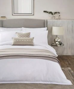 Dorma Purity Staunton Waffle Stripe White 100% Cotton Duvet Cover And Pillowcase Set