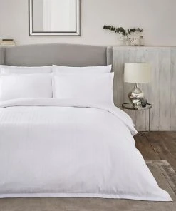 Dorma Purity Staunton Waffle Stripe White 100% Cotton Duvet Cover And Pillowcase Set -Dunelm-shop 30727597 alt04