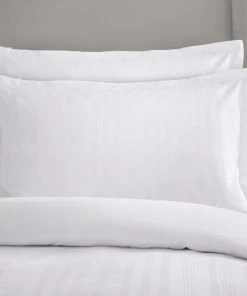 Dorma Purity Staunton Waffle Stripe White 100% Cotton Duvet Cover And Pillowcase Set -Dunelm-shop 30727597 alt05