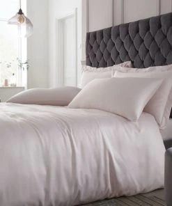 Catherine Lansfield Silky Soft Satin Blush Duvet Cover And Pillowcase Set