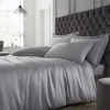 Catherine Lansfield Silky Soft Satin Silver Duvet Cover And Pillowcase Set
