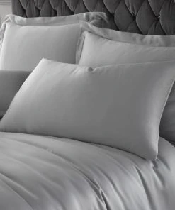 Catherine Lansfield Silky Soft Satin Silver Standard Pillowcase Pair