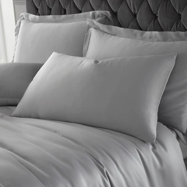 Catherine Lansfield Silky Soft Satin Silver Standard Pillowcase Pair 1 Catherine Lansfield Silky Soft Satin Silver Standard Pillowcase Pair