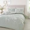 Catherine Lansfield Meadowsweet Floral Green Reversible Duvet Cover And Pillowcase Set