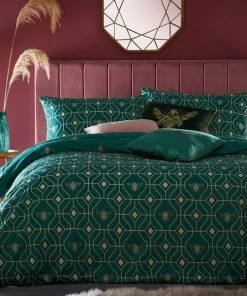 Furn Furn. Bee Deco Emerald Duvet Cover And Pillowcase Set