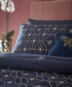 Furn Furn. Bee Deco Navy Duvet Cover And Pillowcase Set 6 Furn Furn. Bee Deco Navy Duvet Cover And Pillowcase Set -Dunelm-shop 30746755 alt02