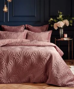 Paoletti Palmeria Blush Embroidered Reversible Duvet Cover And Pillowcase Set