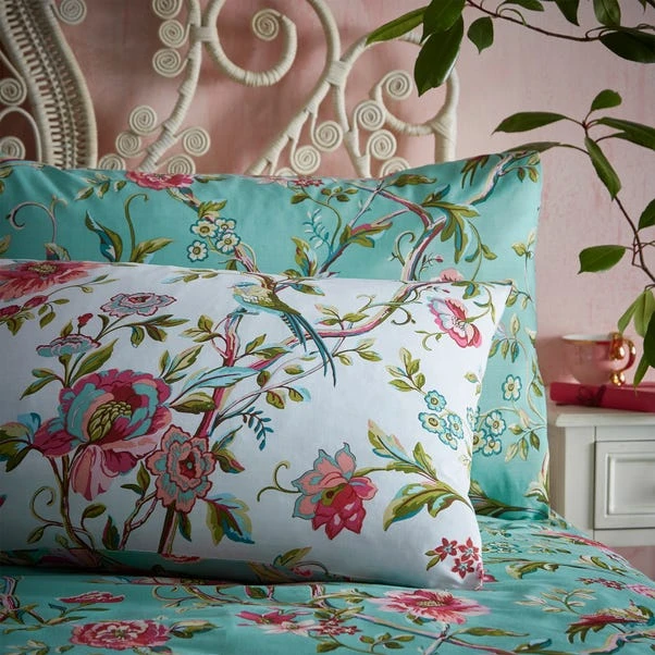 Furn Furn. Vintage Chinoiserie Jade Floral Reversible Duvet Cover And Pillowcase Set 2 Furn Furn. Vintage Chinoiserie Jade Floral Reversible Duvet Cover And Pillowcase Set - Image 2