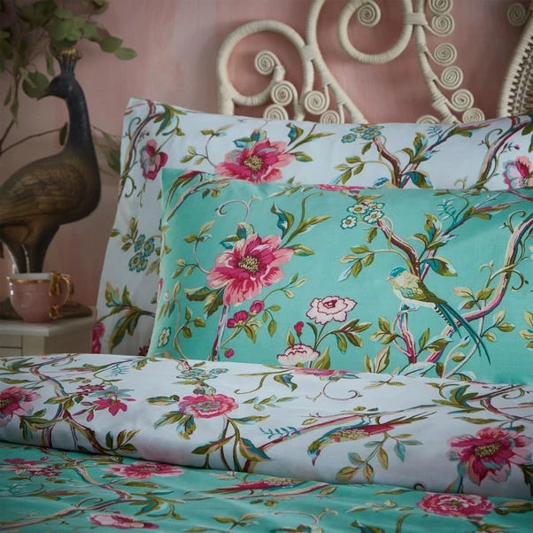Furn Furn. Vintage Chinoiserie Jade Floral Reversible Duvet Cover And Pillowcase Set 3 Furn Furn. Vintage Chinoiserie Jade Floral Reversible Duvet Cover And Pillowcase Set - Image 3