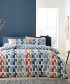 Bianca Cotton Bianca Fine Linens Dakota Geo Egyptian Cotton Duvet Cover And Pillowcase Set