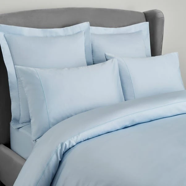 Dorma 300 Thread Count 100% Cotton Sateen Plain Blue Duvet Cover 3 Dorma 300 Thread Count 100% Cotton Sateen Plain Blue Duvet Cover - Image 3