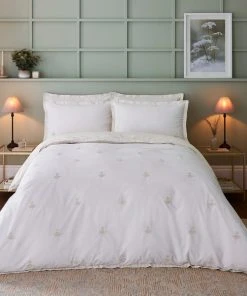 Dorma Bee Embroidery 100% Cotton Duvet Cover And Pillowcase Set